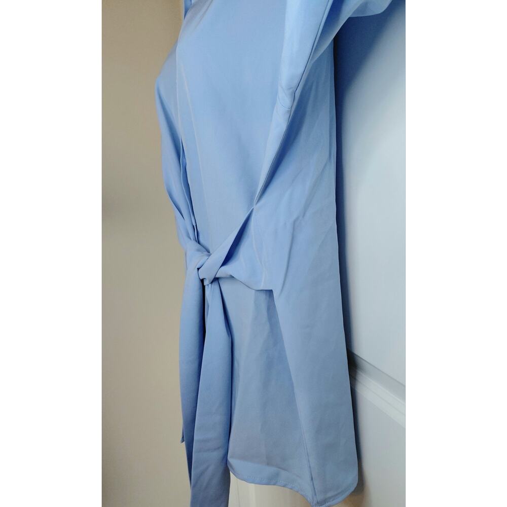 NWT Aureliennes Light Blue Tie-Waist Shirt Oversized Size XS/S Tailored Minimal - Picture 6 of 15